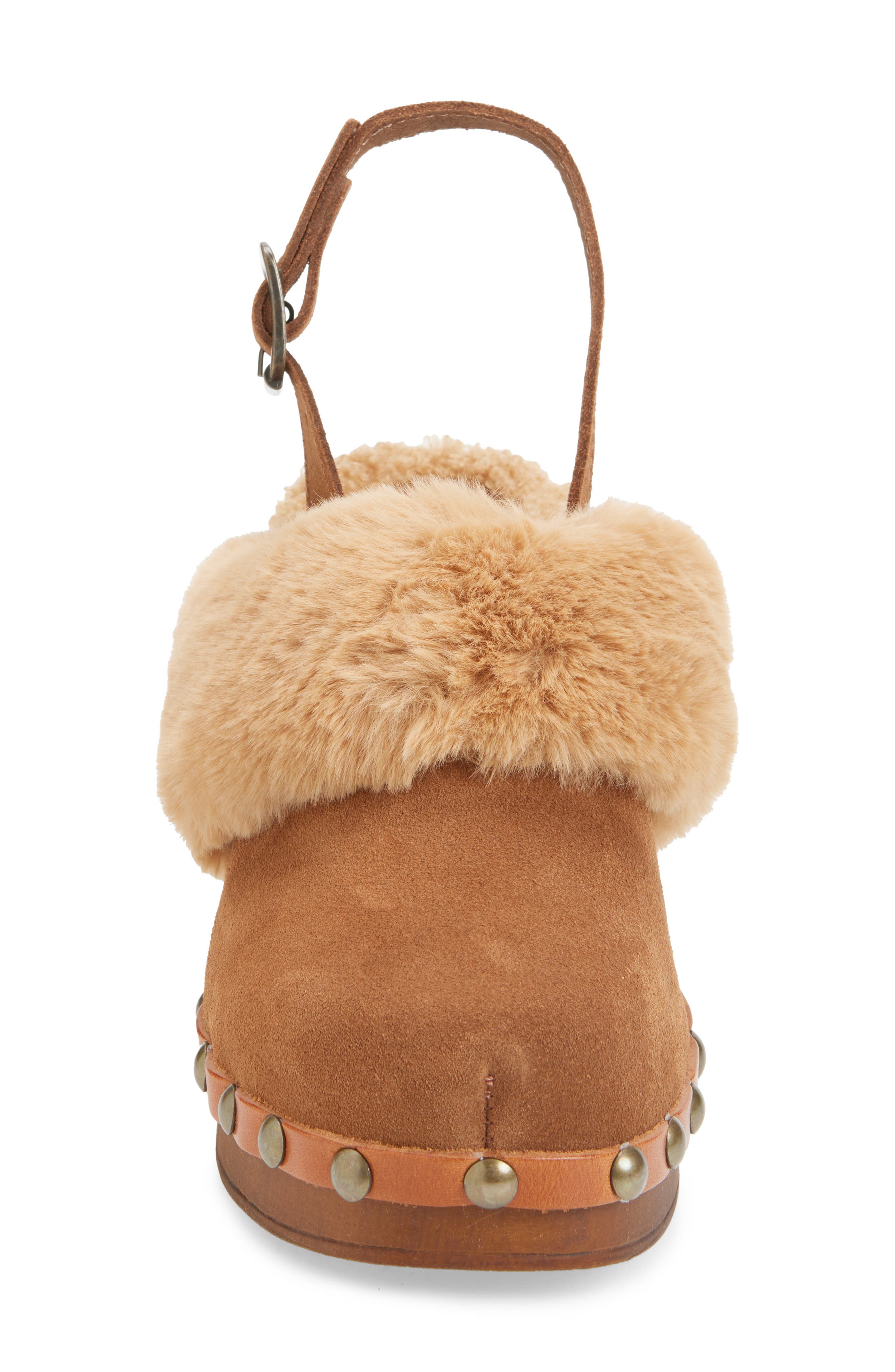 Chocolat Blu Fawn Faux Shearling Mule, Alternate, color, Cinnamon Suede