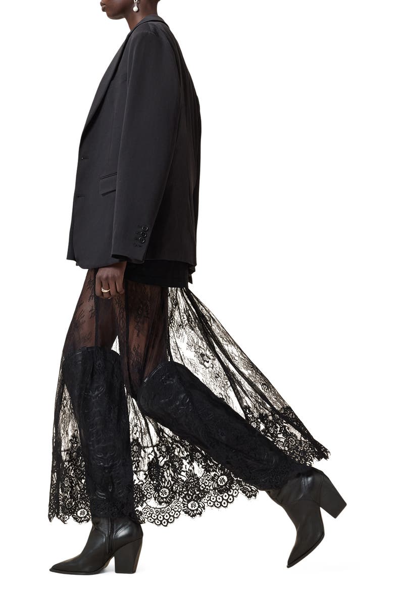 Arran Sheer Lace Maxi Skirt, Alternate, color, BLACK