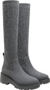 VIVAIA Eduarda Round-Toe Knee-High Platform Chunky Wool Wedge Boots