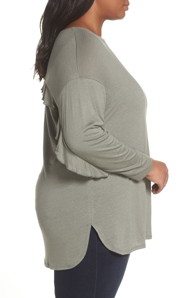 NIC+ZOE Fresh Air Ruffle Top, Alternate, color, Moss