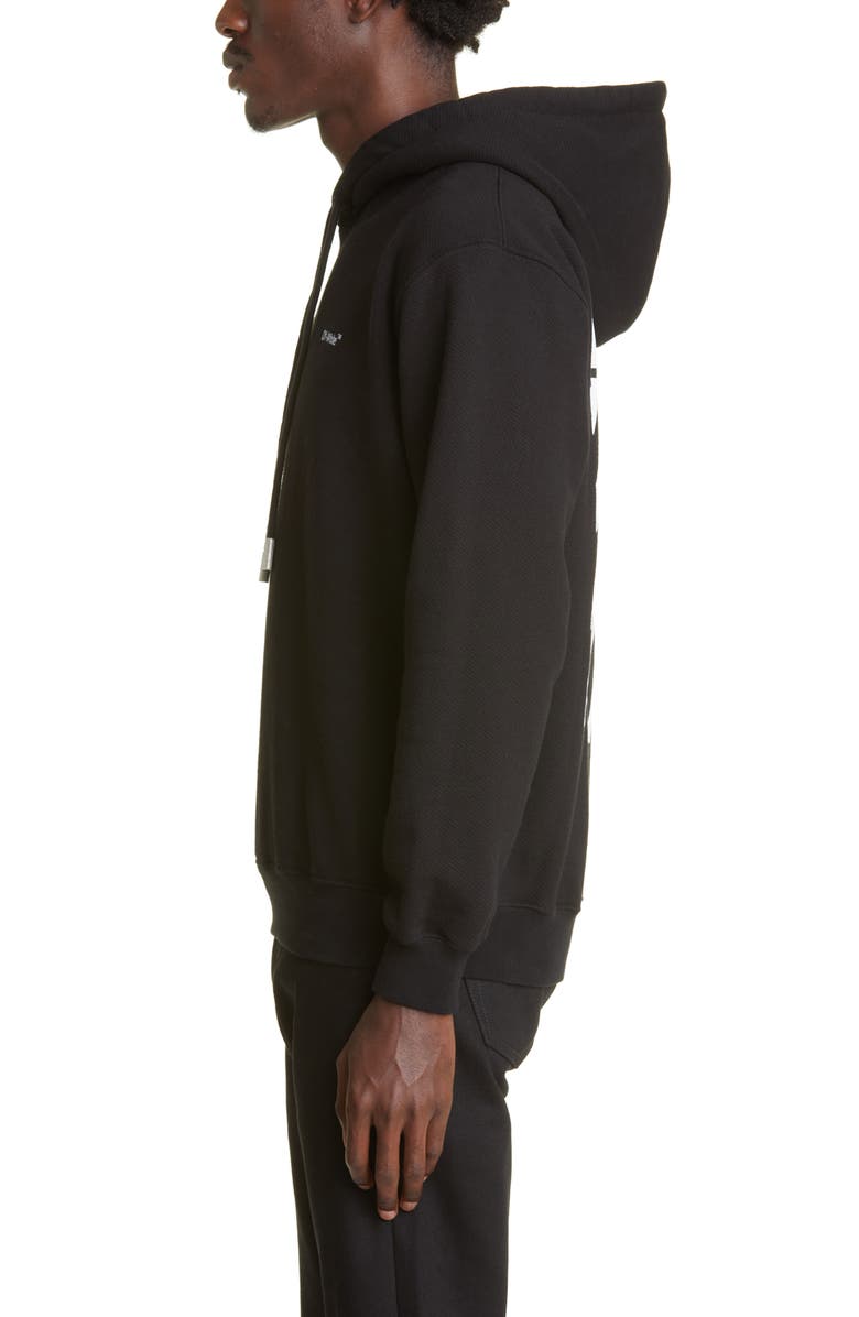 Off-White Diagonal Stripe Cotton Hoodie, Alternate, color, 