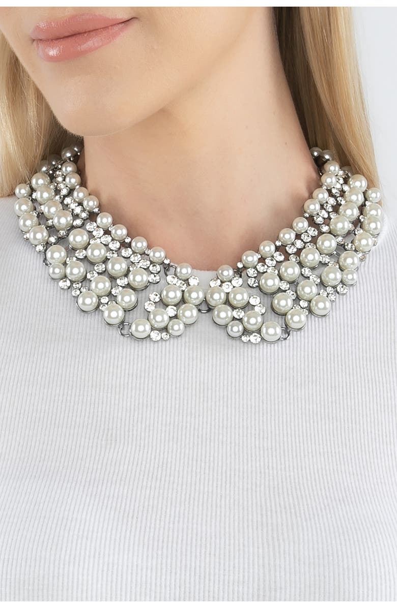 EYE CANDY LOS ANGELES Diana Statement Collar Necklace, Alternate, color, White