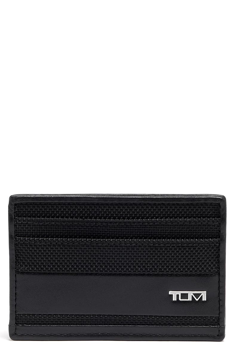 TUMI Slim Leather Card Case, Main, color, Black