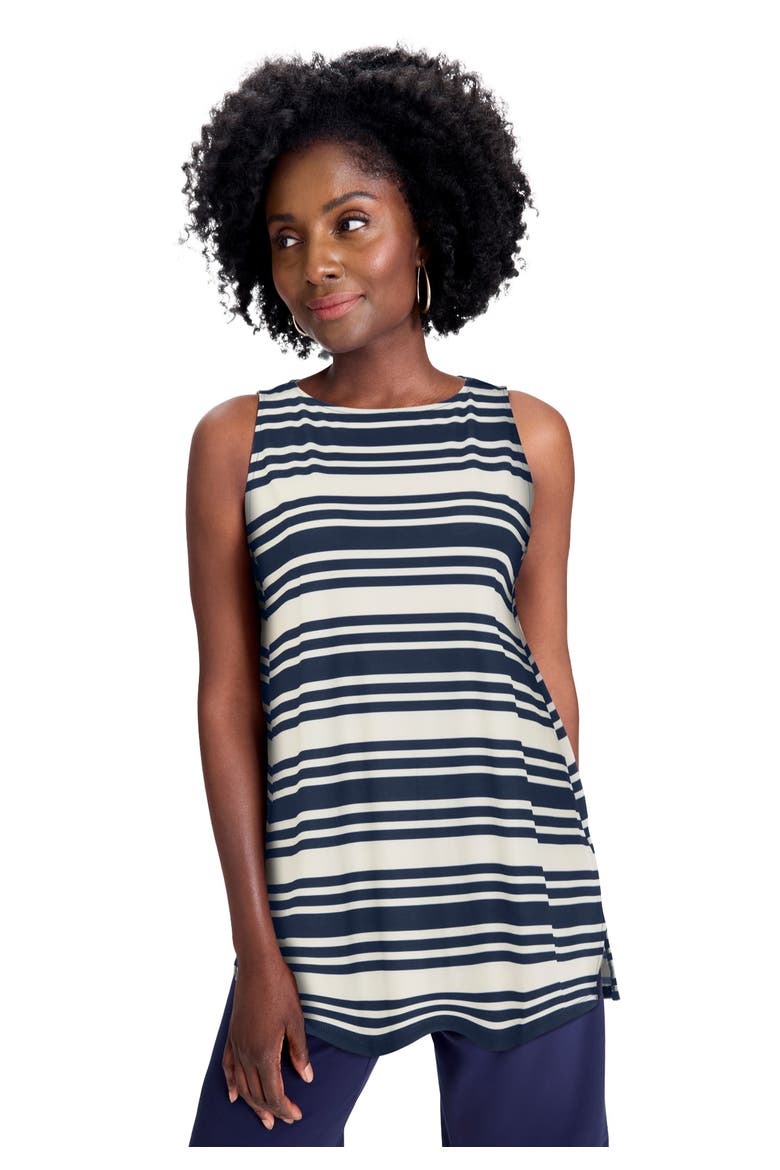 Stretch Knit Tunic Tank, Main, color, NAVY MIXED STRIPE