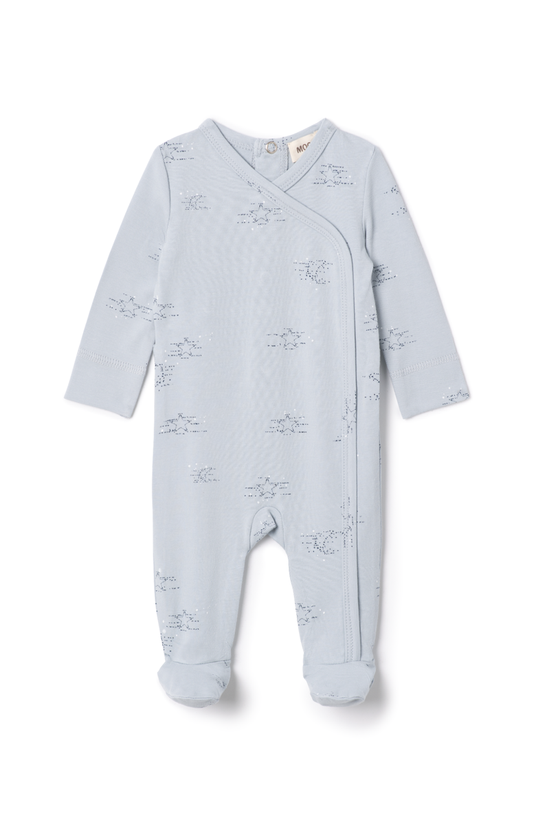 Mocha Boy Allover Stars Print Cotton Romper, Main, color, Blue