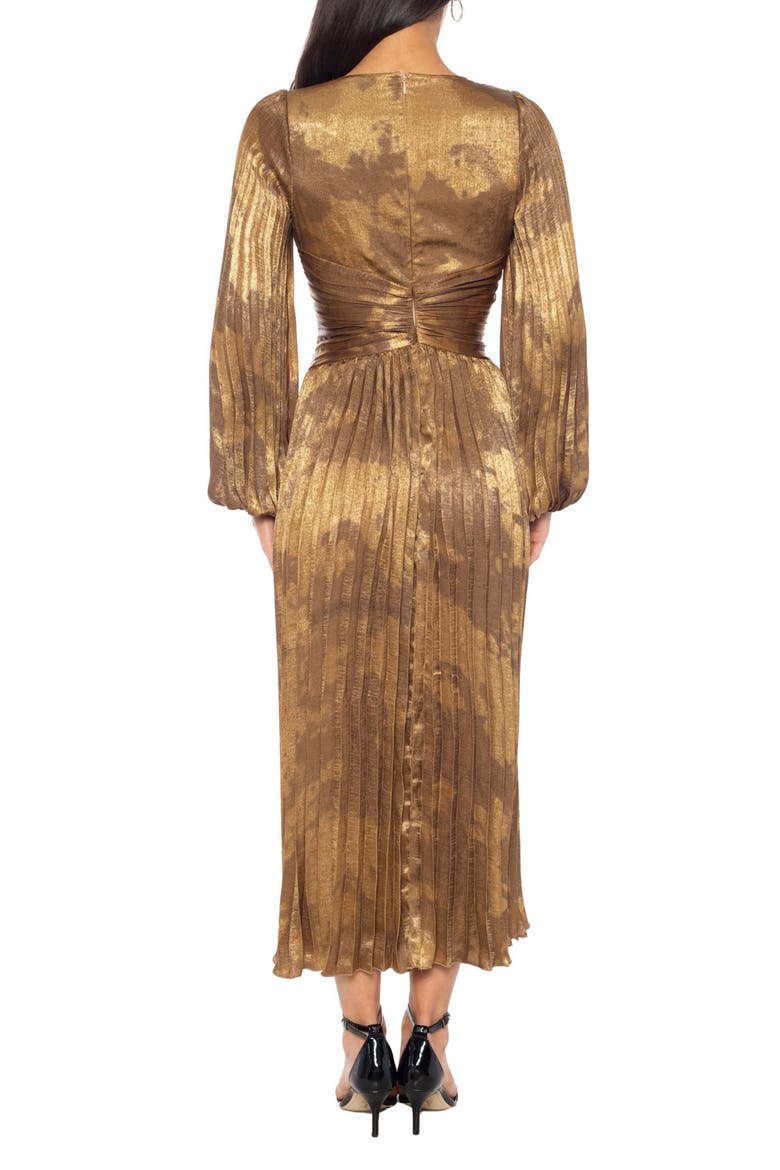 Long Sleeve Pleated Dress, Alternate, color, BRONZE