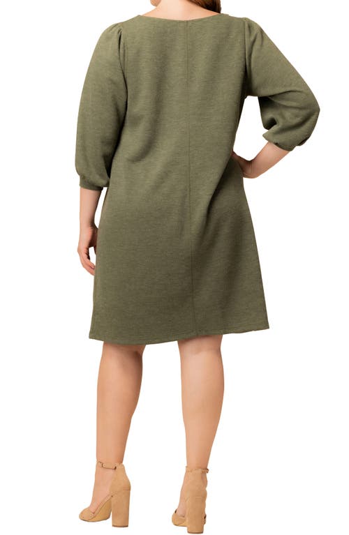 Kiyonna Madison Long Sleeve Sweater Dress In Green