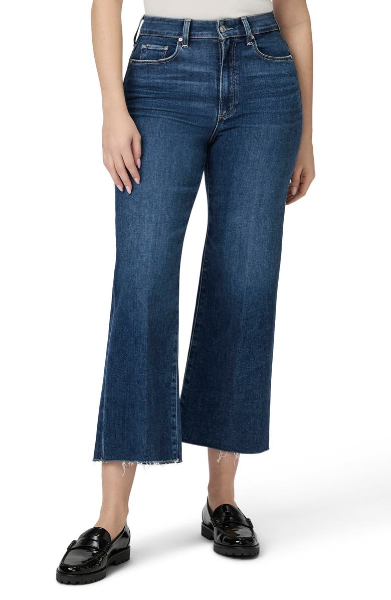 PAIGE Flaunt Spotlight Curvy Raw Hem High Waist Crop Wide Leg Jeans, Main, color, Vignette