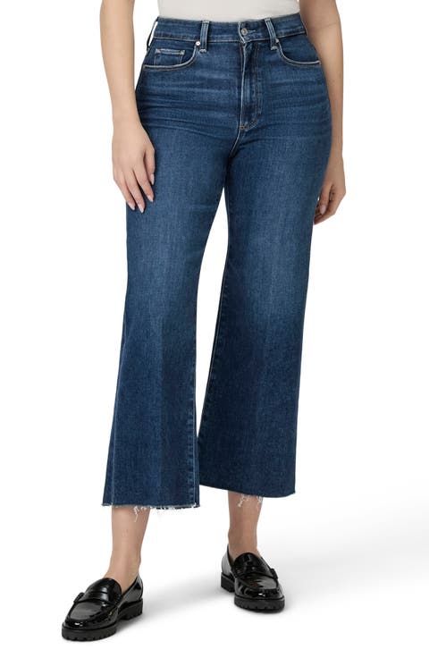 Flaunt Spotlight Curvy Raw Hem High Waist Crop Wide Leg Jeans (Vignette)