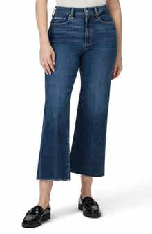 PAIGE Flaunt Spotlight Curvy Raw Hem High Waist Crop Wide Leg Jeans