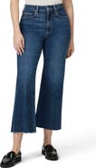 PAIGE Flaunt Spotlight Curvy Raw Hem High Waist Crop Wide Leg Jeans