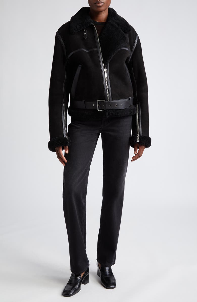TOTEME Genuine Shearling Aviator Jacket, Alternate, color,