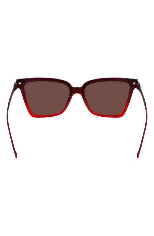 Ferragamo Gancini 56mm Butterfly Sunglasses In Gradient Transparent Dark Red