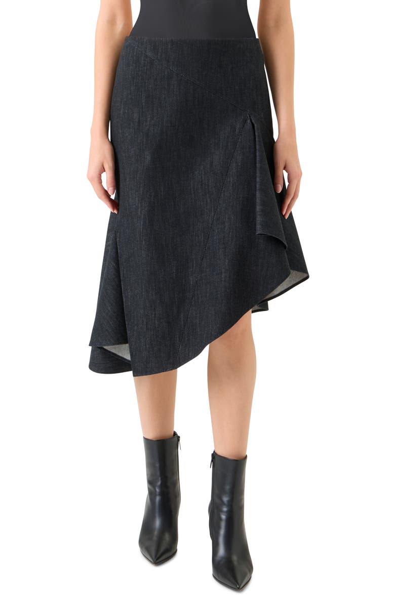 Akris Asymmetric Denim Skirt, Main, color, Black Denim