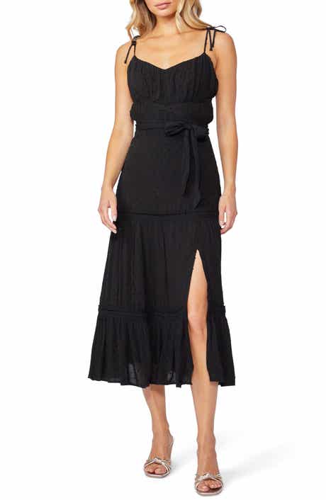 Inesa Tie Strap Ruffle Midi Dress