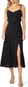 PAIGE Inesa Tie Strap Ruffle Midi Dress