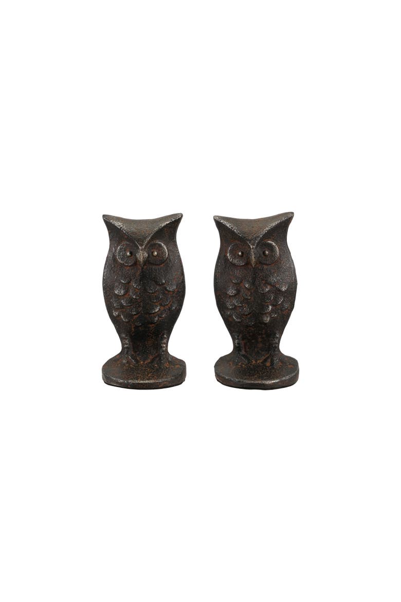 Cast Iron Owl Bookends in Nickel, Main, color, Nickel Finish
