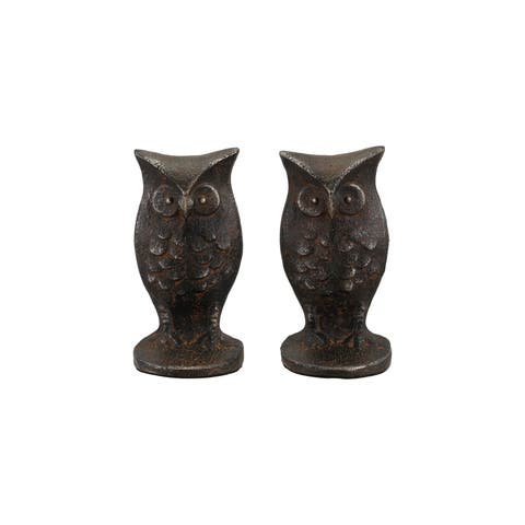 Cast Iron Owl Bookends in Nickel