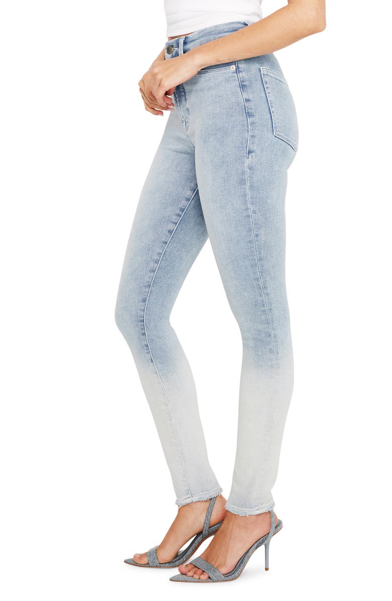 Good American Good Waist Raw Hem Gradient Skinny Jeans, Alternate, color,