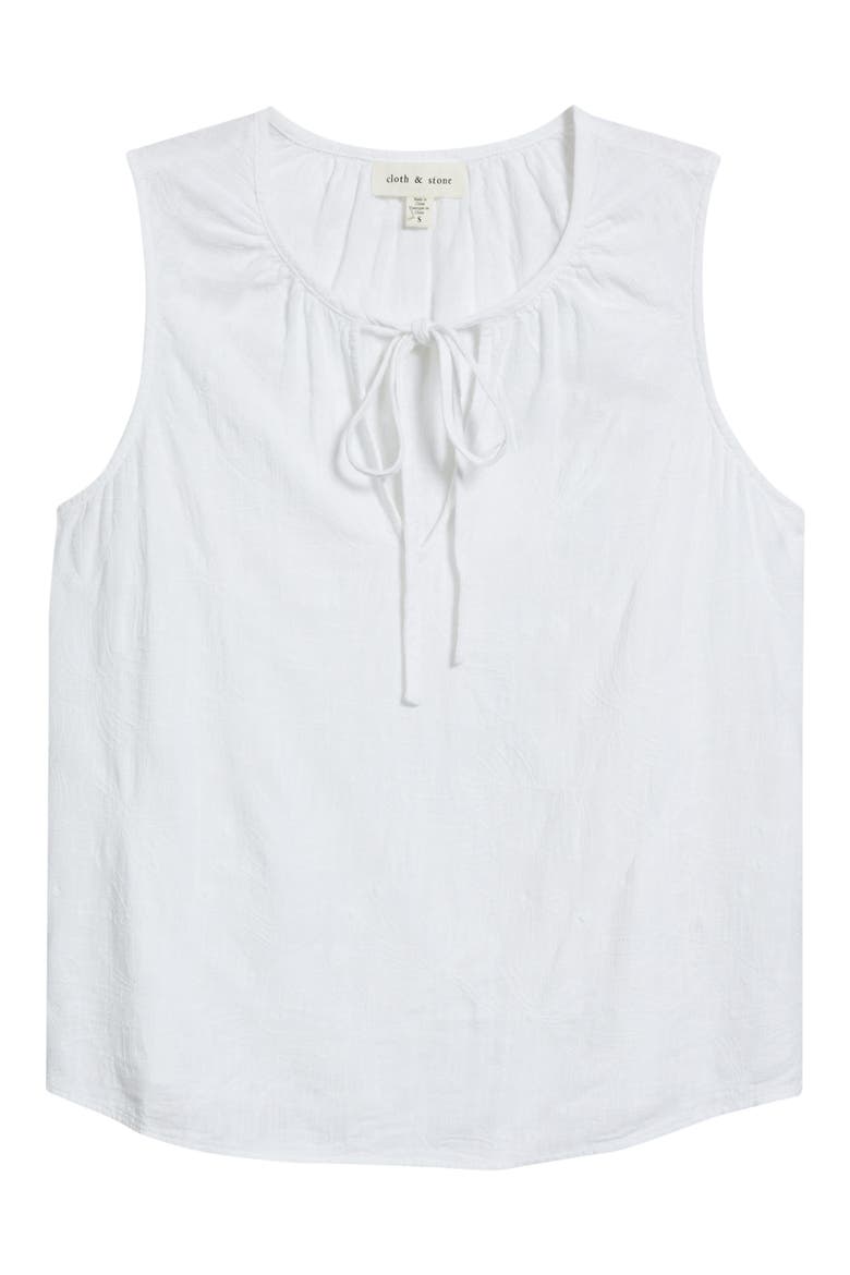 Floral Embroidered Split Neck Tank, Alternate, color, WHITE