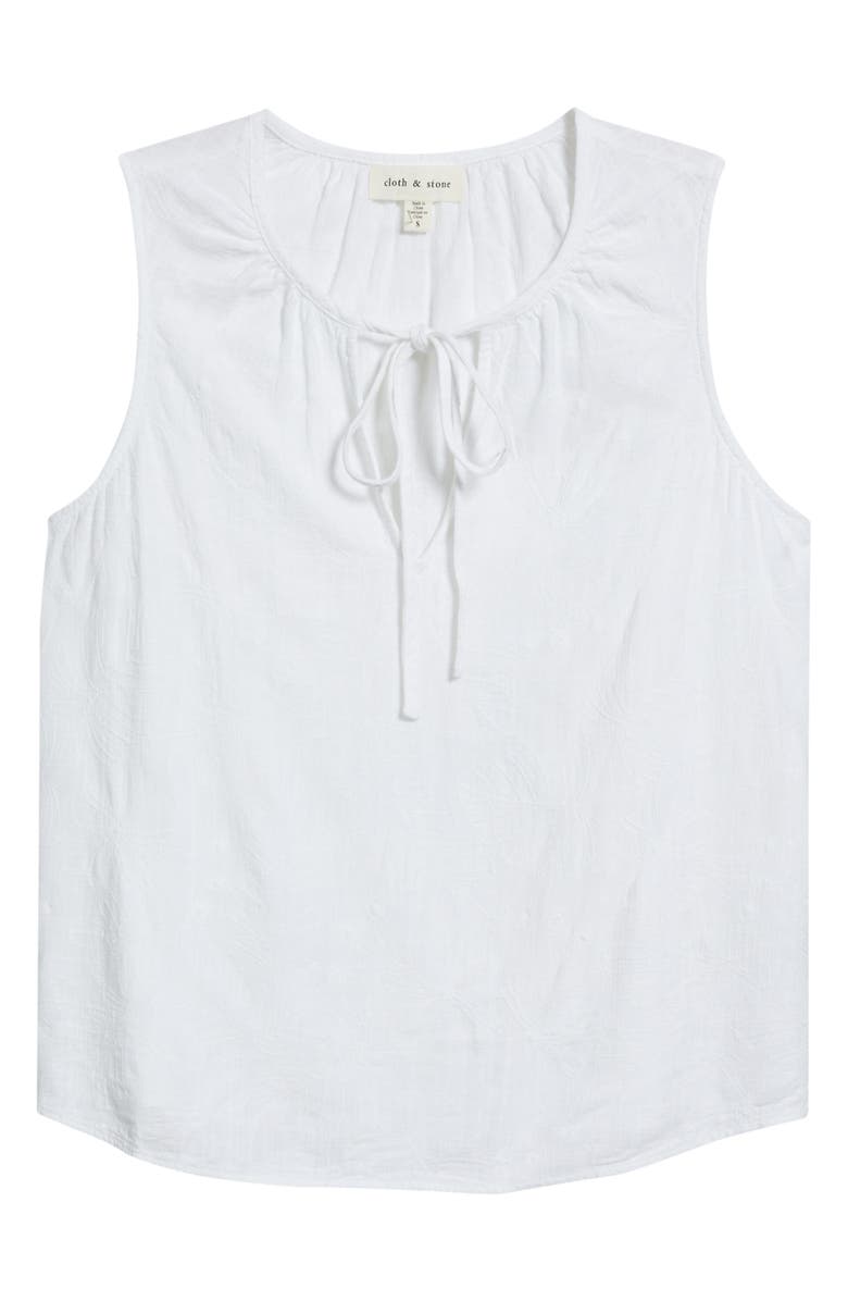 Cloth & Stone Floral Embroidered Split Neck Tank, Alternate, color, White