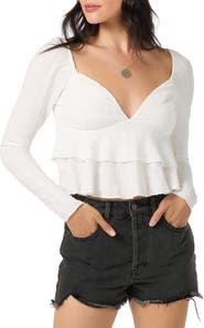 O'Neill Chloey Ruffle Jacquard Peplum Top