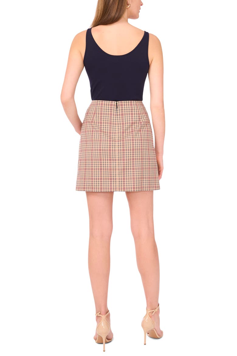 Tailored Button Front Miniskirt, Alternate, color, BROWN/ RICH BLACK