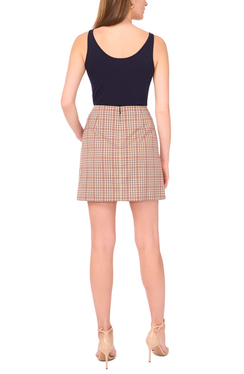 1.STATE Tailored Button Front Miniskirt, Alternate, color, Brown/ Rich Black