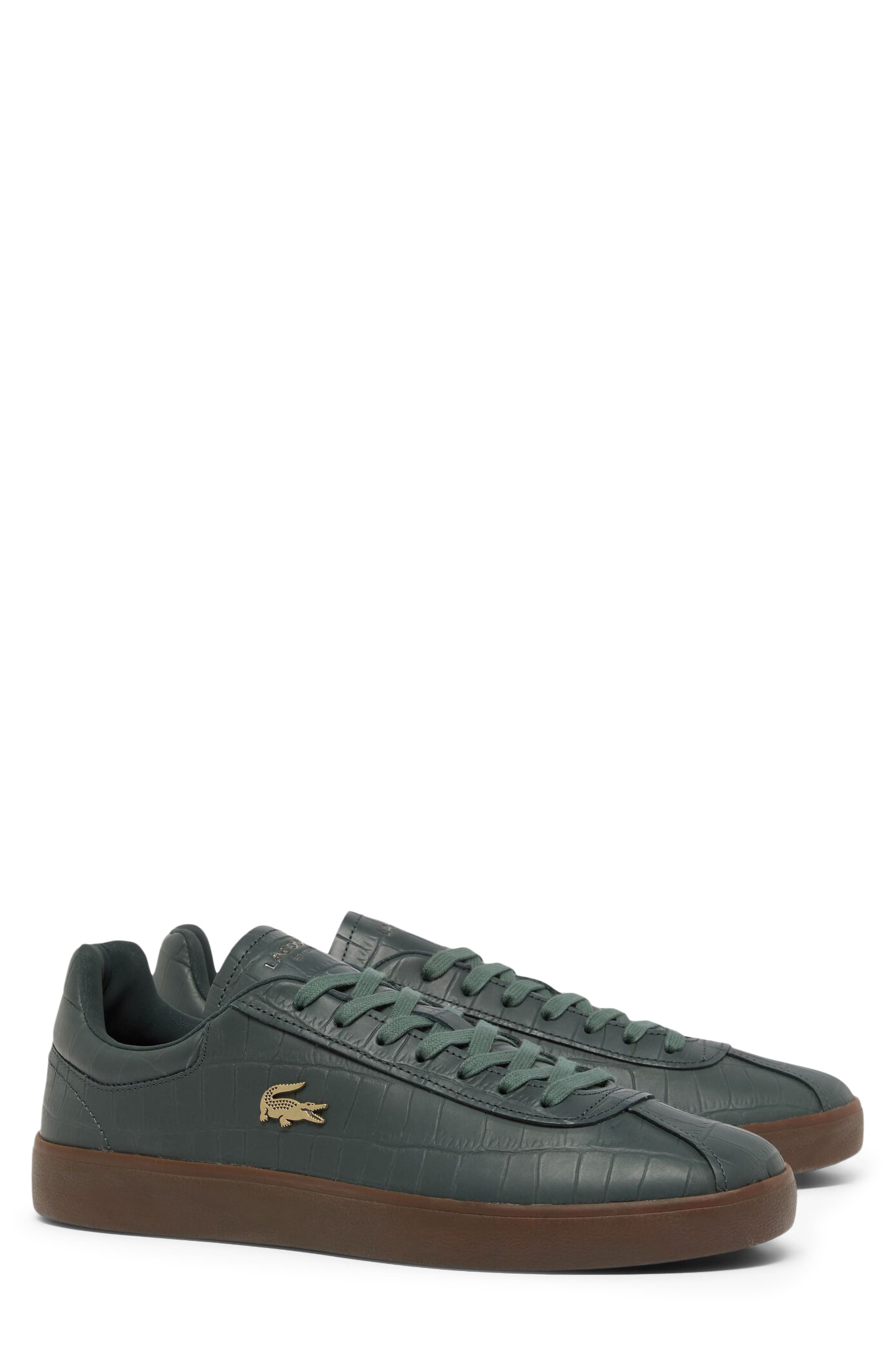 Lacoste Baseshot Croc Debossed Low Top Sneaker, Main, color, Green