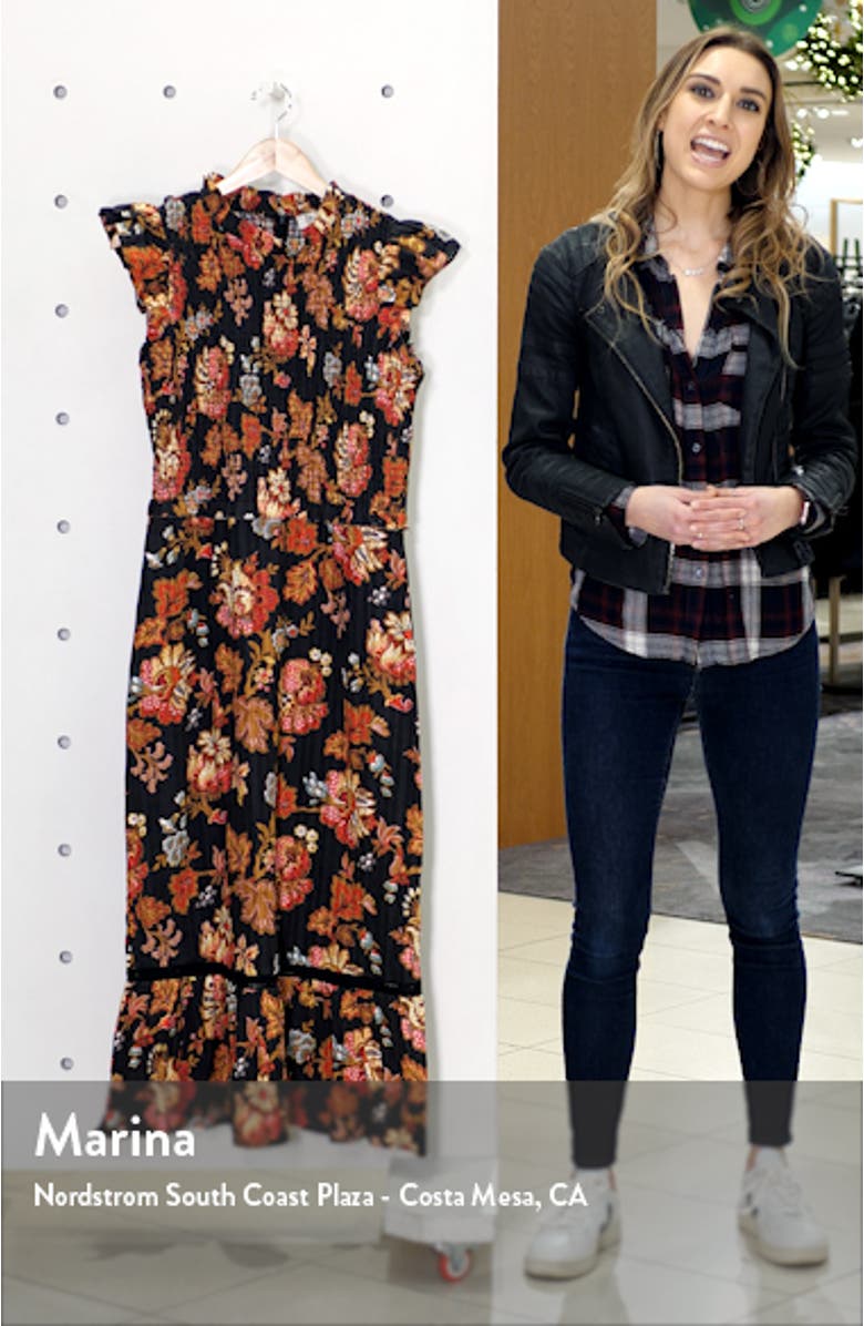 Pascale Floral Smocked Cotton Midi Dress, sales video thumbnail