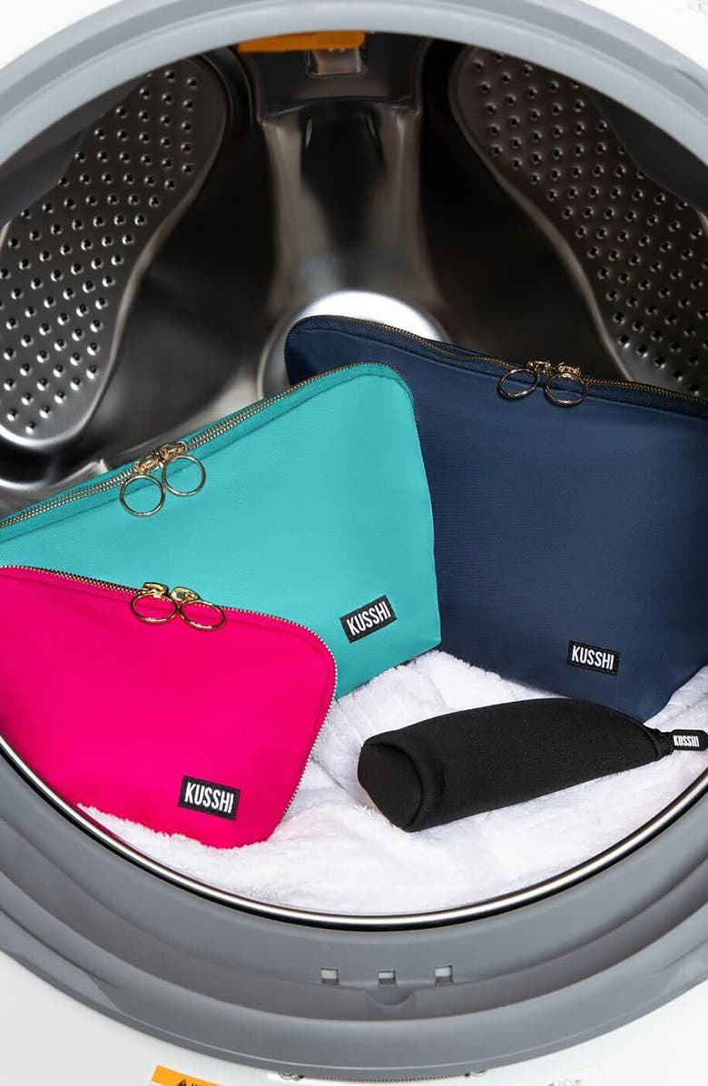 KUSSHI Everyday Makeup Bag, Alternate, color, Black/ Leopard Nylon