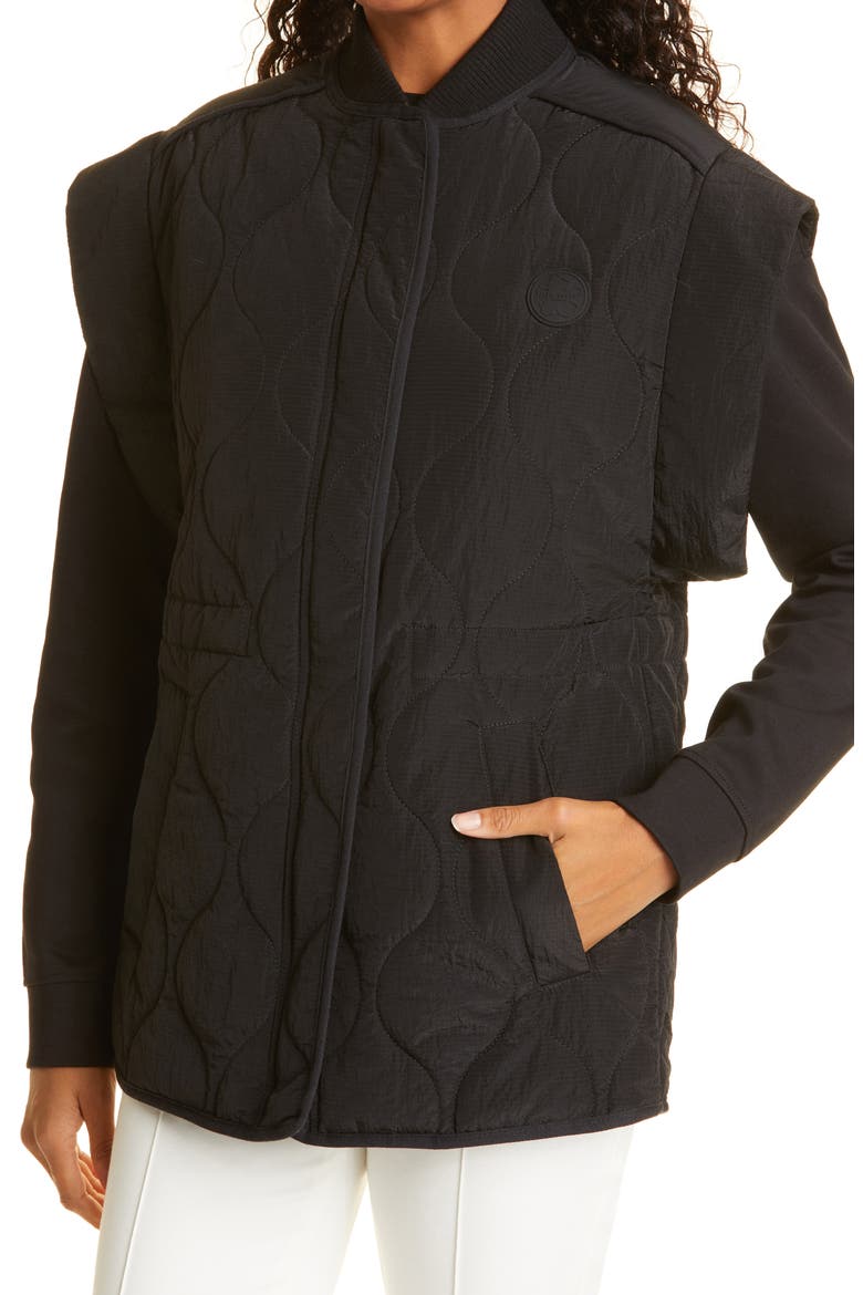 Quilted Extended Shoulder Vest, Alternate, color, BLACK