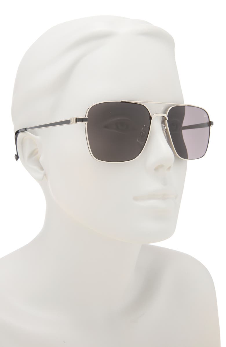 Dunhill 58mm Aviator Sunglasses, Alternate, color, Silver Silver Grey