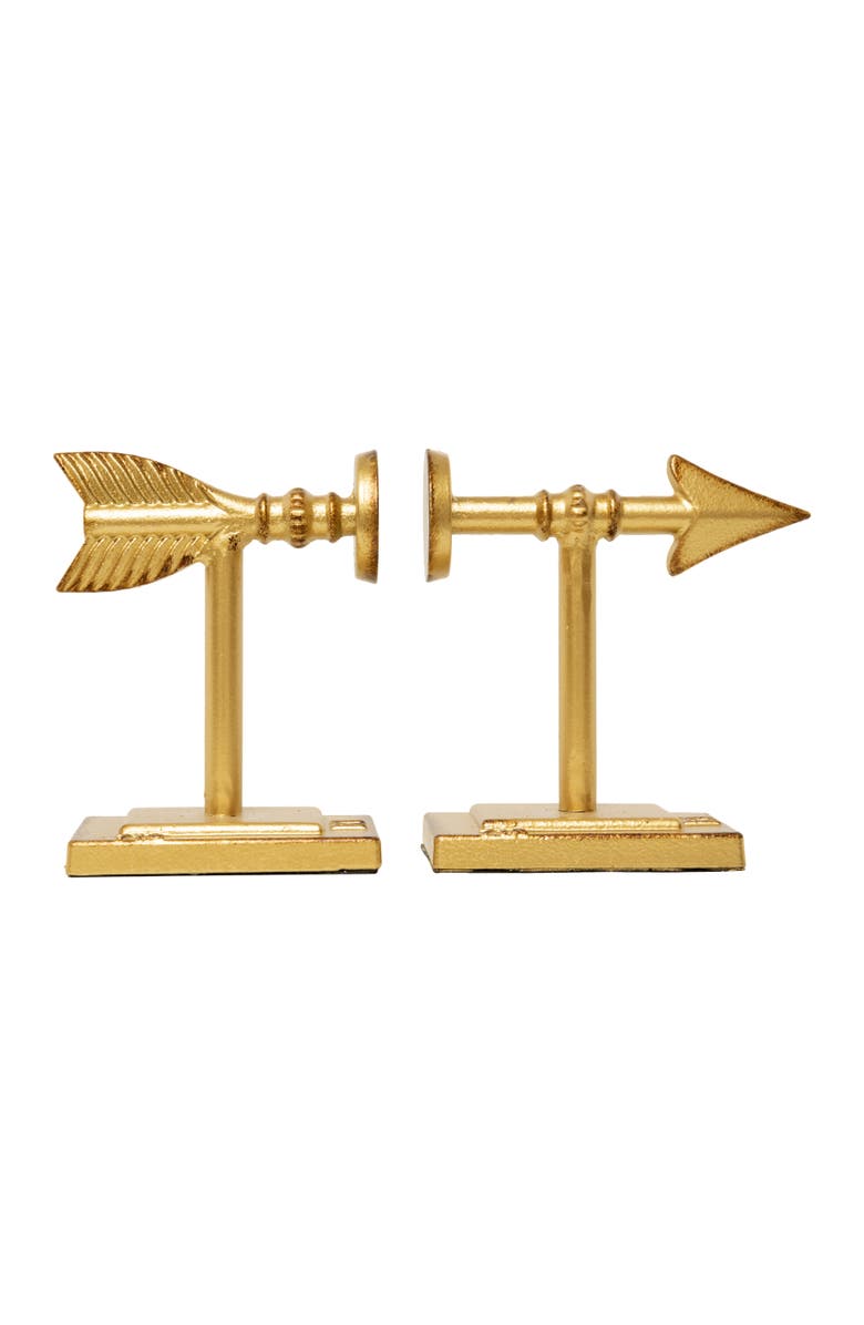 Storied Home Decorative Cast Metal Arrow Bookends, Gold, Set of 2, Main, color, Gold