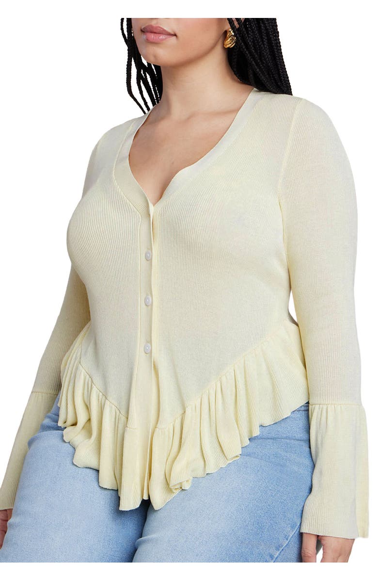 ELOQUII Ruffle Cardigan, Main, color, 