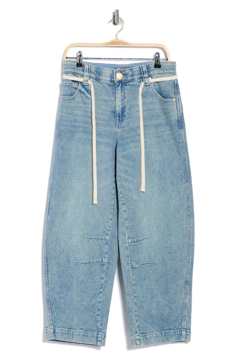 Tie Waist Ankle Barrel Leg Jeans, Alternate, color, LIGHT BLUE ARTISANAL