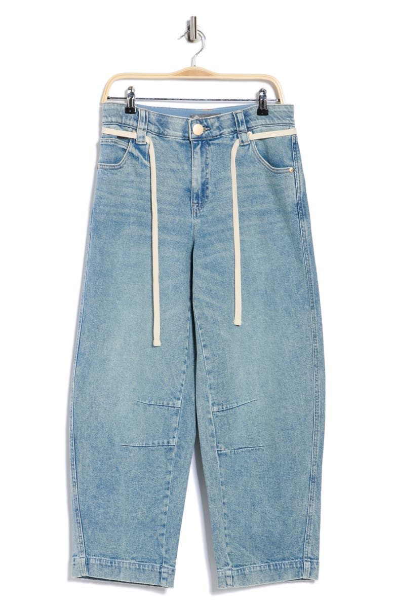 Democracy Tie Waist Ankle Barrel Leg Jeans, Alternate, color, Light Blue Artisanal