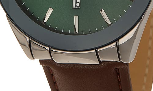 Geoffrey Beene Diamond Leather Strap Watch, 42mm In Black