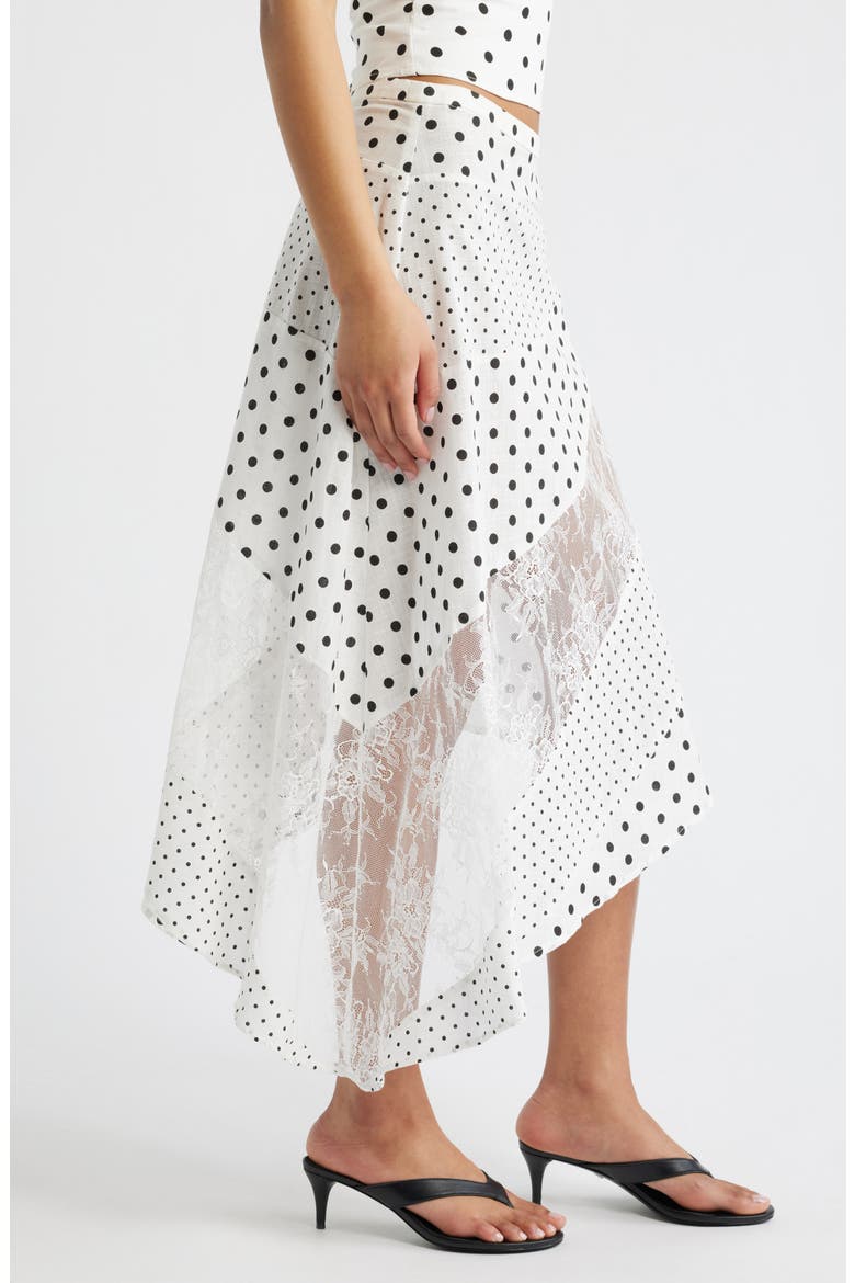 Rennar Mixed Polka Dot Asymmetric Skirt, Alternate, color, WHITE / POLKA DOT