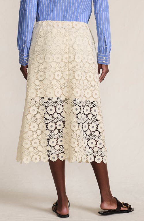 Lands' End Lace Overlay Midi Skirt In White