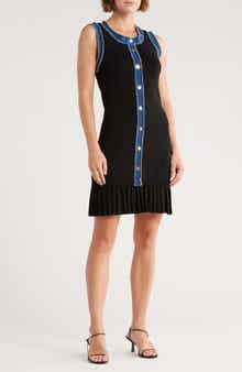 Ellen Tracy Sleeveless Denim Trim Dress