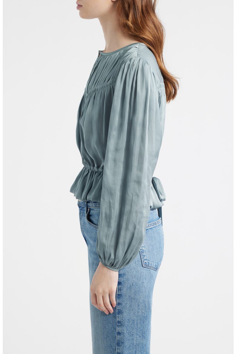 Gansevoort Satin Peplum Top, Alternate, color, SURF