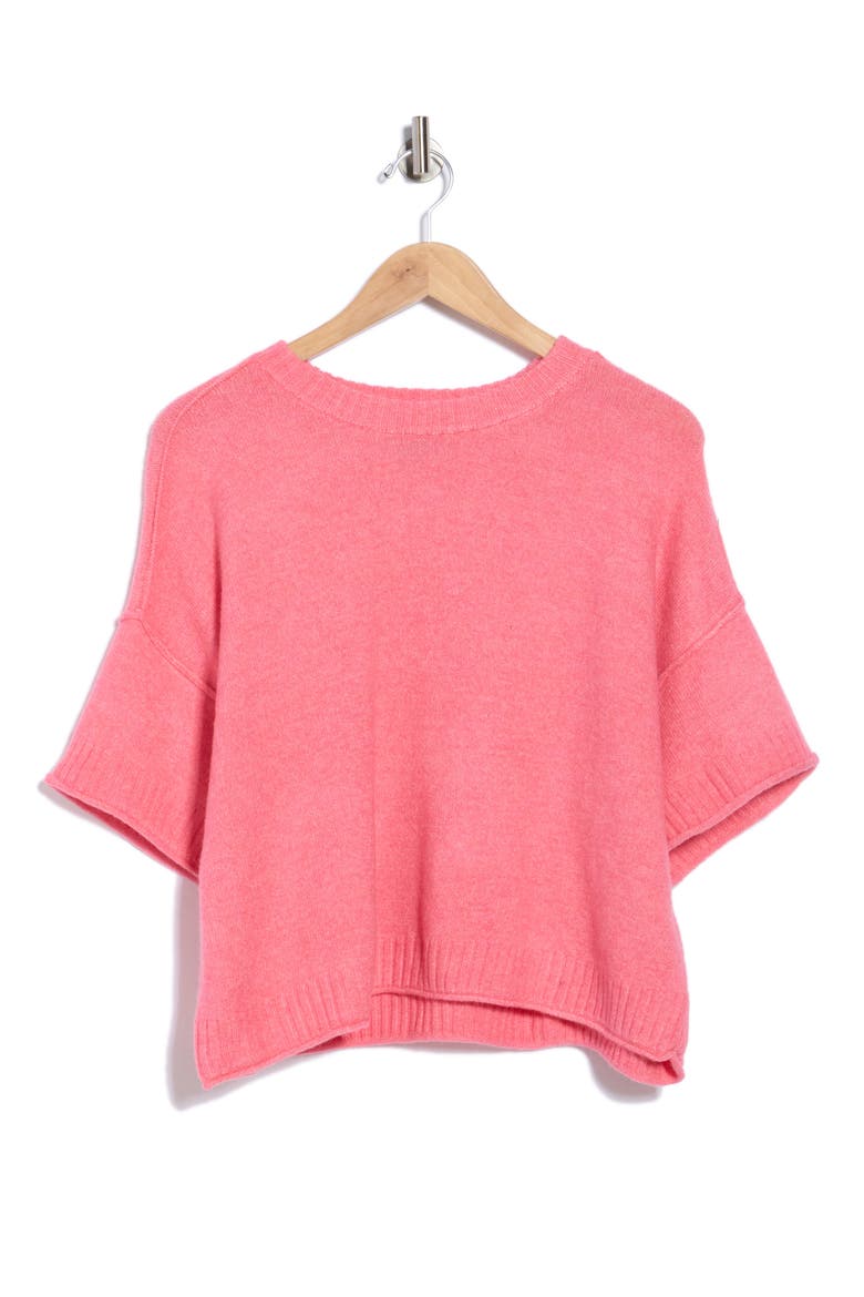 Exposed Seam Drop Shoulder Sweater, Alternate, color, POP PINK
