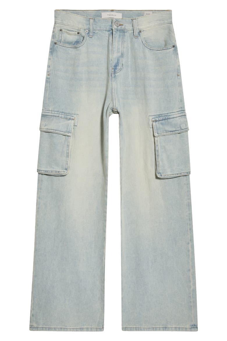Glen Extreme Baggy Cargo Jeans, Main, color, LIGHT INDIGO