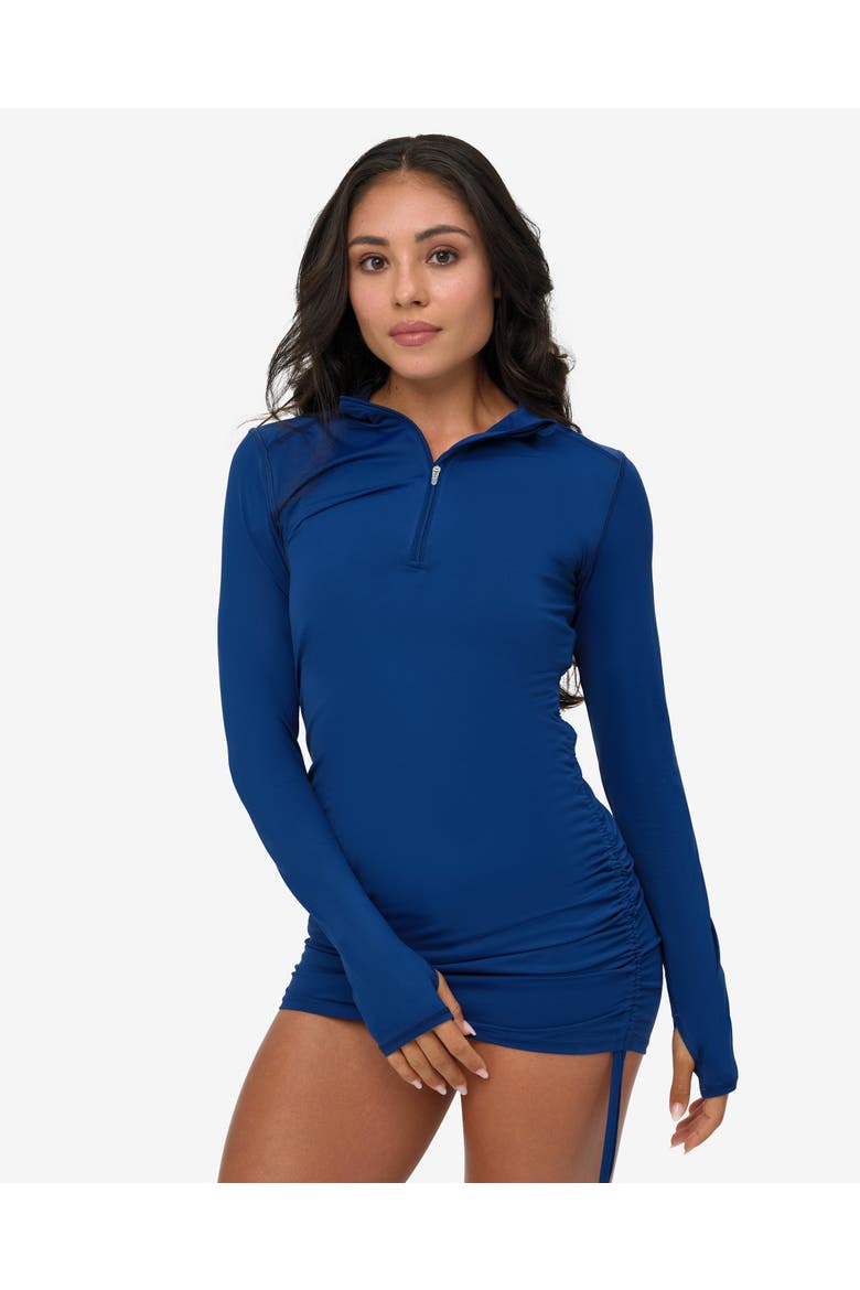 Women's Long Sleeve Sun and UV Protection Drawstring Coverup Dress, Main, color, Navy