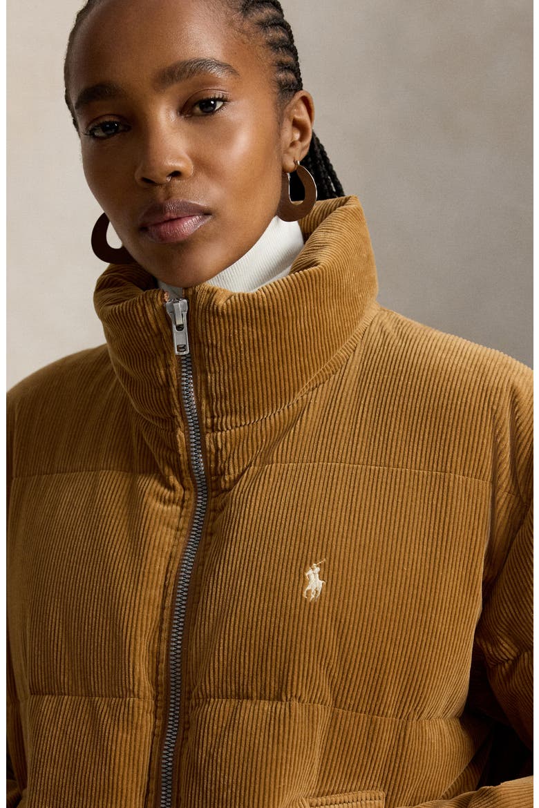 Down Corduroy Puffer Jacket, Alternate, color, TAN