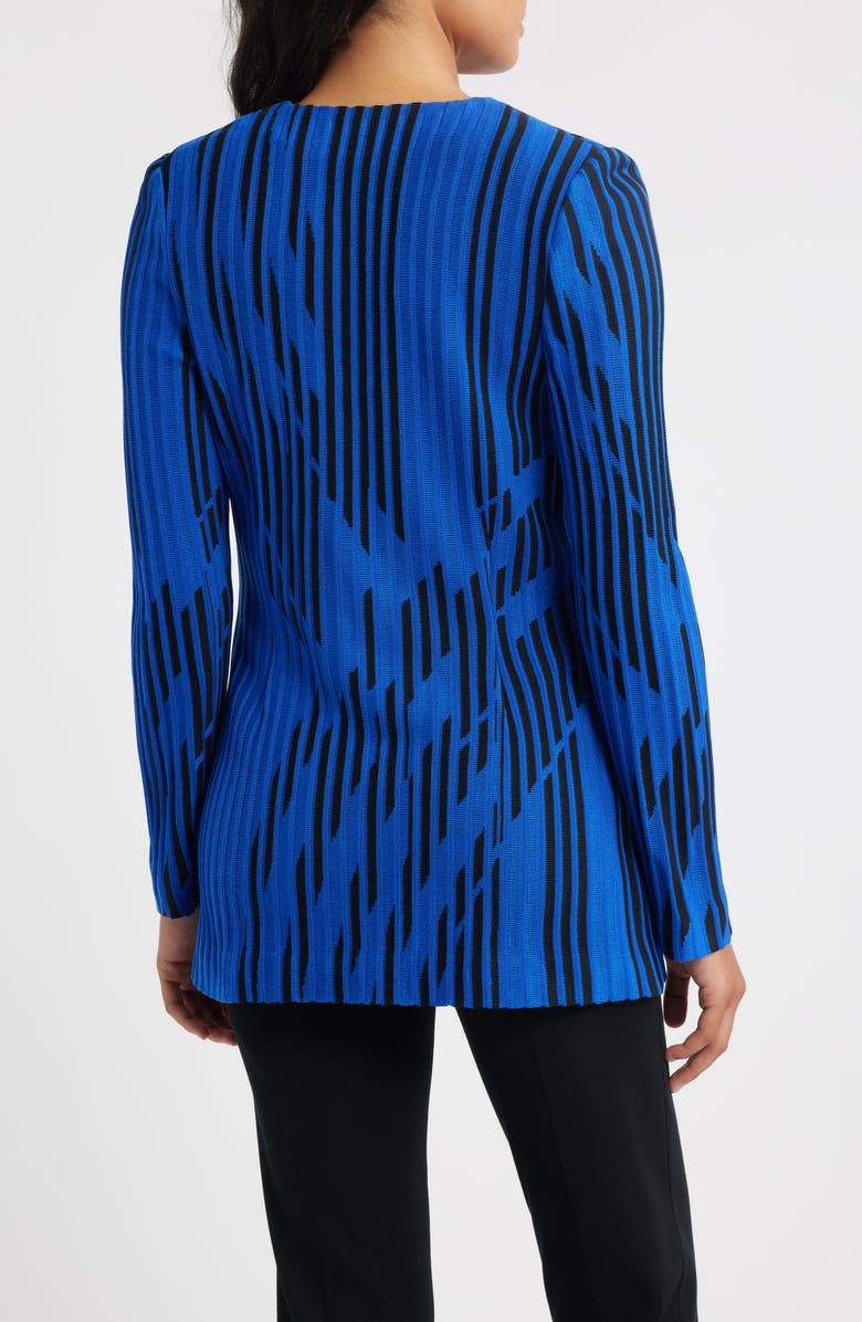Ming Wang Dual Tone Rib Knit Jacket, Alternate, color, Sapphire Sea/ Black