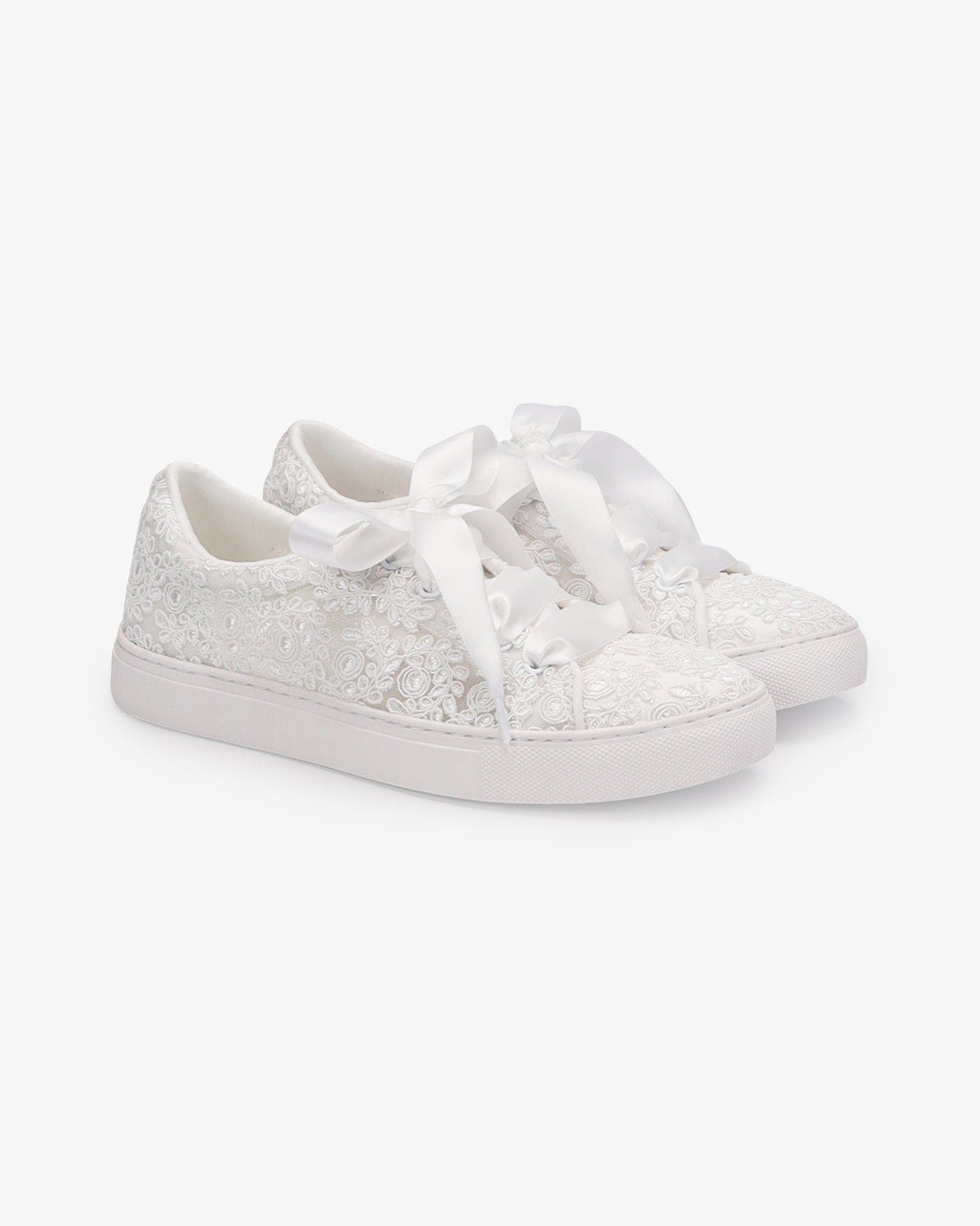 Kailee P Gia Crochet Lace Wedding Platform Sneakers, Main, color, White