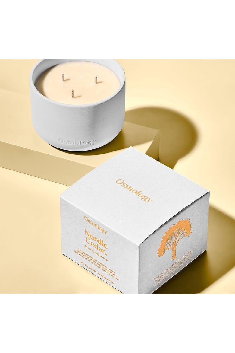 Nordic Cedar Scented Triple Wick Candle, Alternate, color, white