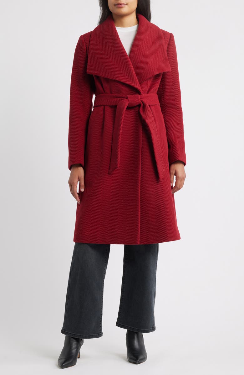 Sam Edelman Chevron Pattern Tie Waist Coat, Main, color, Deep Scarlet